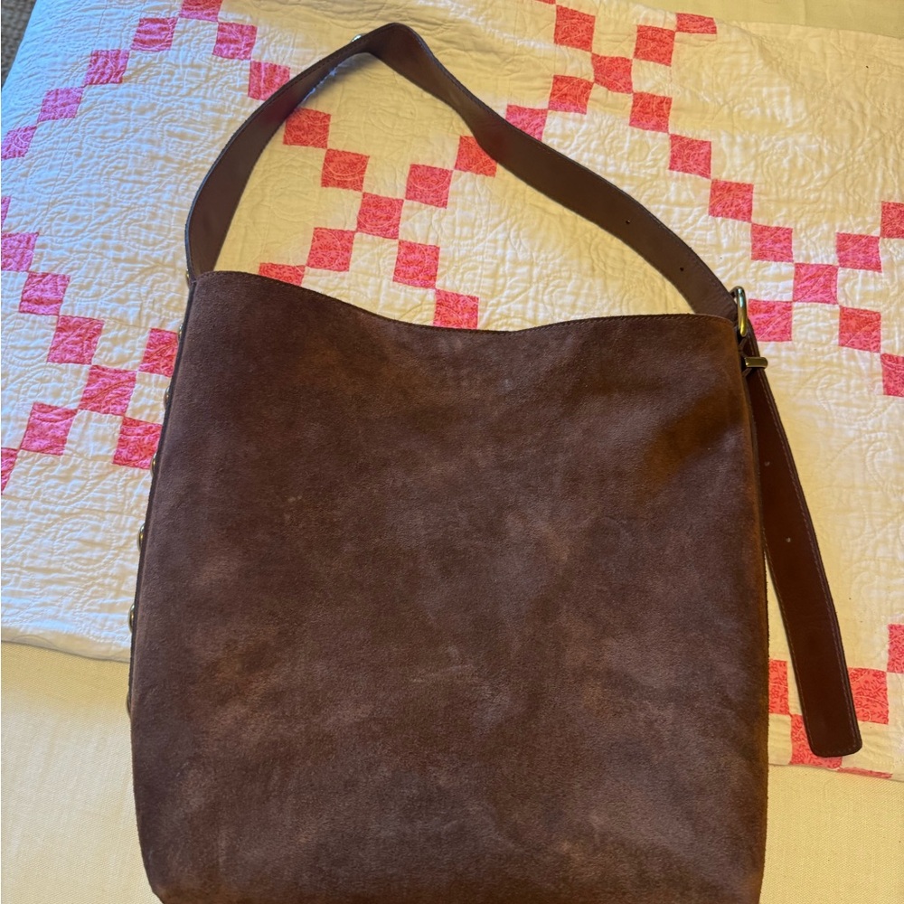 Madewell Rich Brown Suede Shoulder Bag